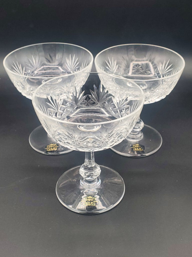 Set of 3 St. Louis Massenet Clear (Cut) Champagne/Tall Sherbets LK