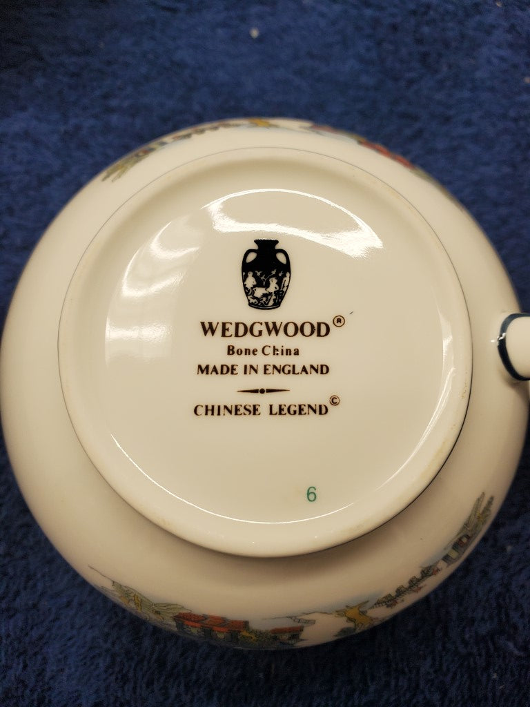 Wedgwood Chinese Legend Creamer (146) with Sugar Bowl & Lid (146)