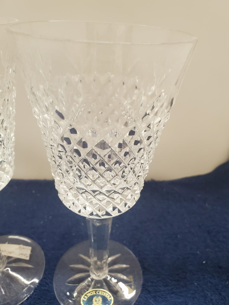 Set of 2 Lenox Crystal Beacon Hill Wine Goblets LK