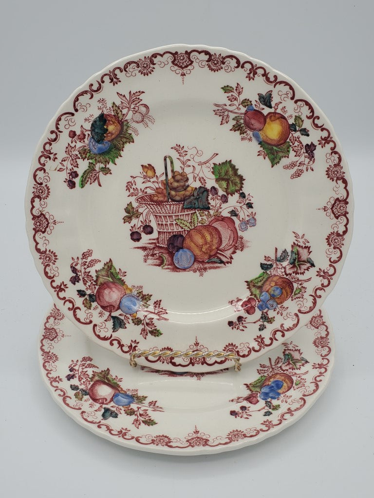Set of 2 Mason's Fruit Basket Red Multicolor Salad Plates LK