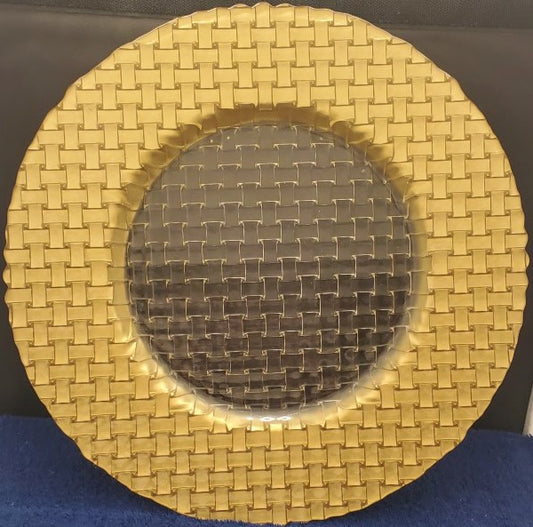 Set of 6 Weaves Braid Gold/Clear Center Placemats