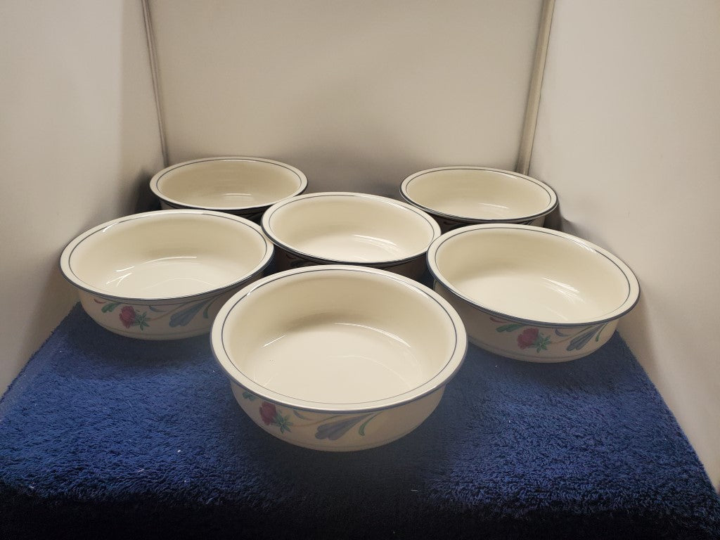Set of 6 Lenox Poppies On Blue Fruit Dessert (Sauce) Bowls