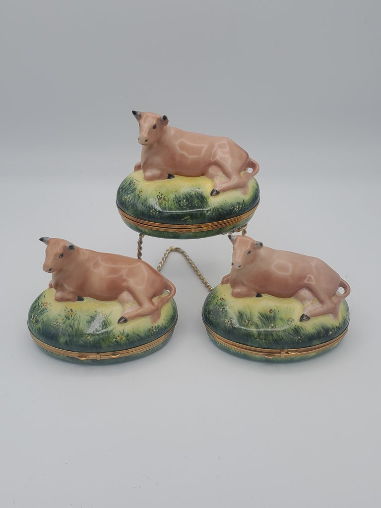 Chamart Limoges Set of 3 Hinged Boxes - Cow