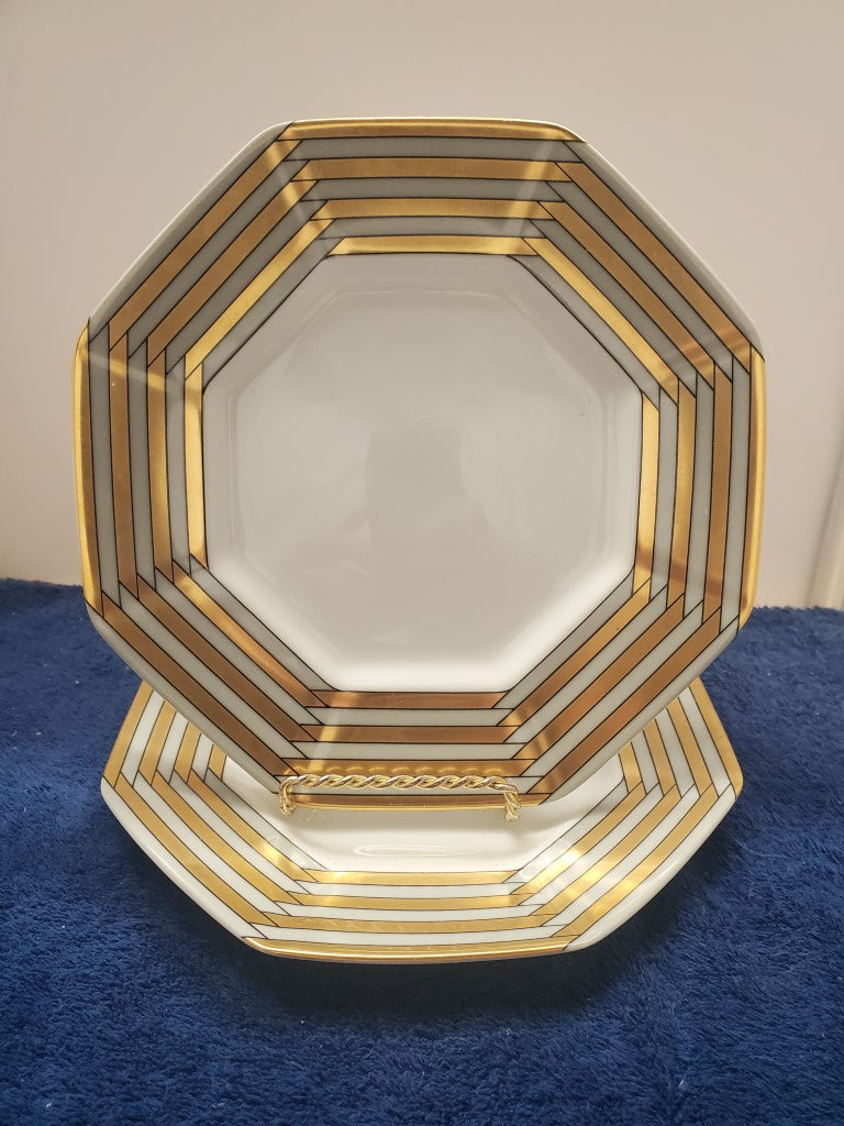 Set of 2 Fitz & Floyd Biarritz Gris Salad Plates LK