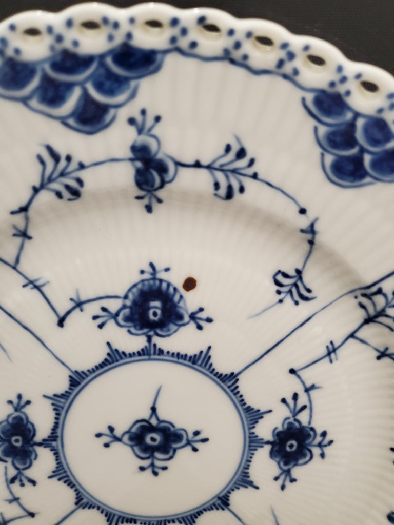 Set of 3 Royal Copenhagen Blue Fluted Full Lace (Imperfect) Salad Plates (1086)