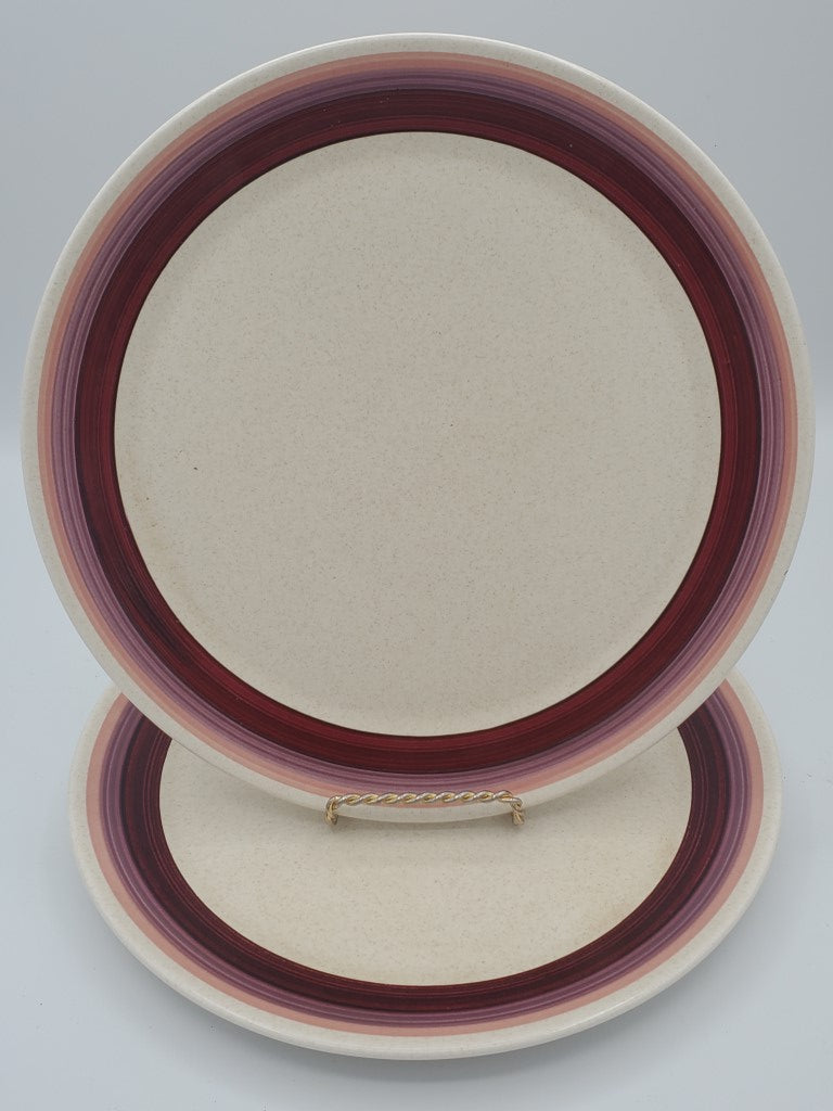 Set of 2 Lenox Brushwork Burgundy Dinner Plates LK