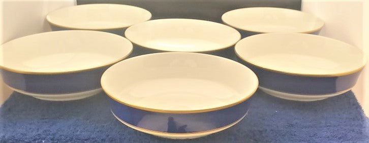 Set of 6 Mikasa Cathy Hardwick Cobalt Blue Coupe Soup Bowls LK