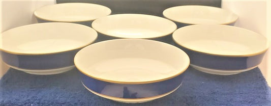 Set of 6 Mikasa Cathy Hardwick Cobalt Blue Coupe Soup Bowls LK