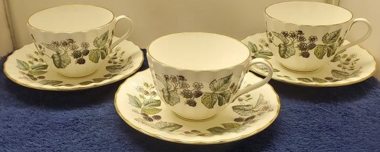 Set of 3 Royal Worcester Lavinia Cream Cup & Saucer Sets