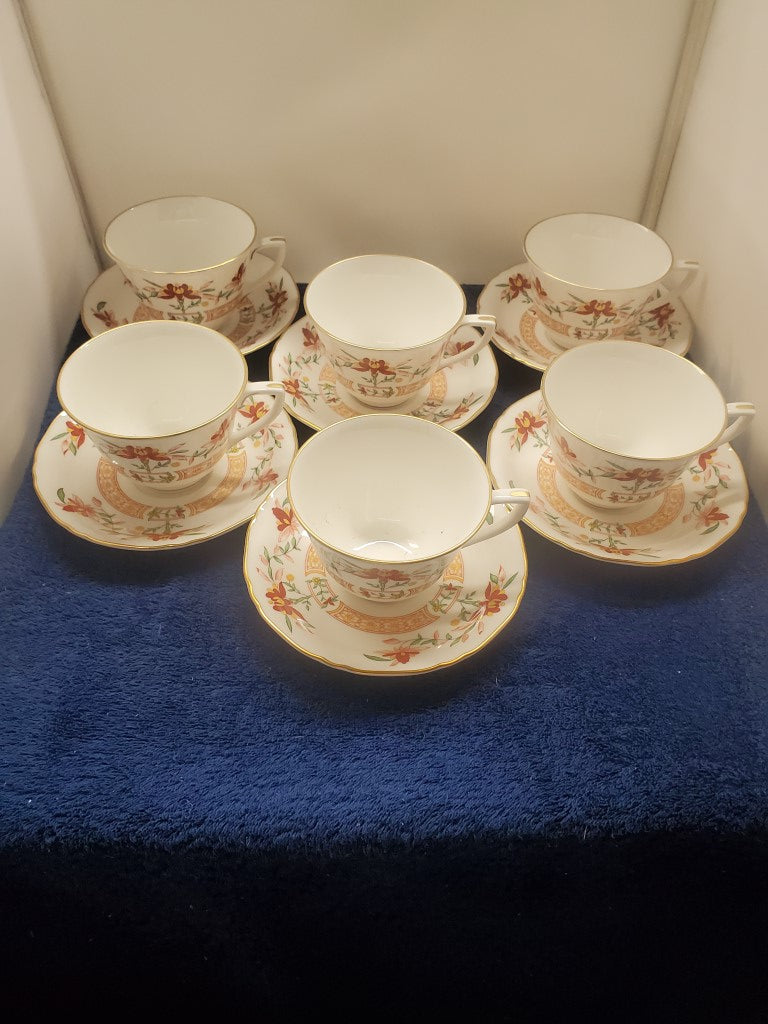 Set of 5 Royal Worcester Chamberlain Cup & Saucer Sets LK