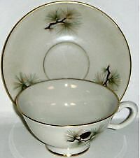 Set of 5 Lenox Pine Footed Cup & Saucer Sets
