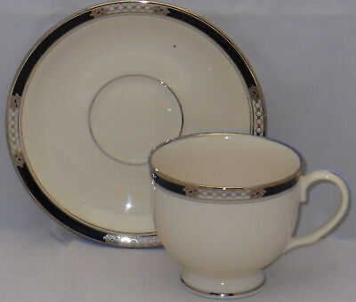 Set of 4 Lenox Hancock Platinum Footed Cup & Saucer Sets