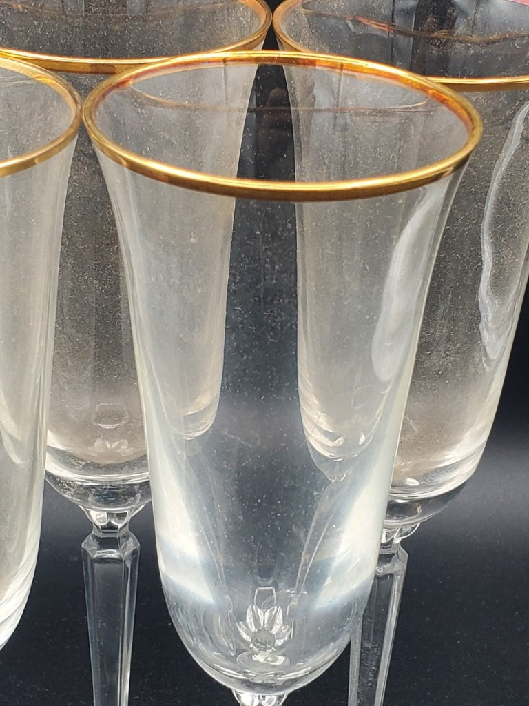 Set of 5 Lenox Federal Gold Champagne Flutes LK