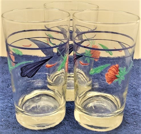 Set of 9 Lenox Poppies On Blue Juice Glasses