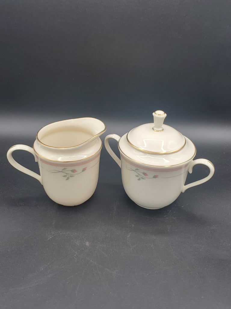 Lenox Rose Manor Creamer & Sugar Bowl with Lid LK