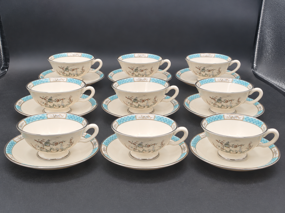 Set of 9 Lenox Plum Blossoms Cup & Saucer Sets LK