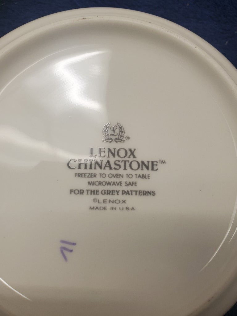 Set of 2 Lenox Grey Prinstripes (For the Grey Patterns) Coupe Soup Bowls LK