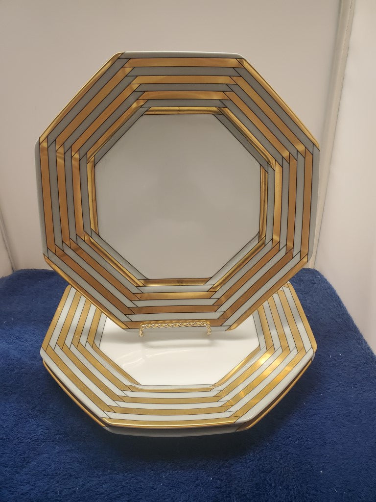 Set of 3 Fitz & Floyd Biarritz Gris Dinner Plates LK