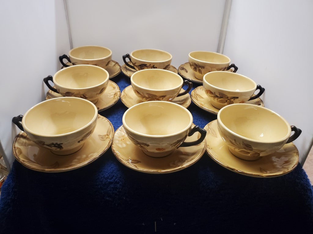 Set of 9 Franciscan Cafe Royal Cup & Saucer Sets