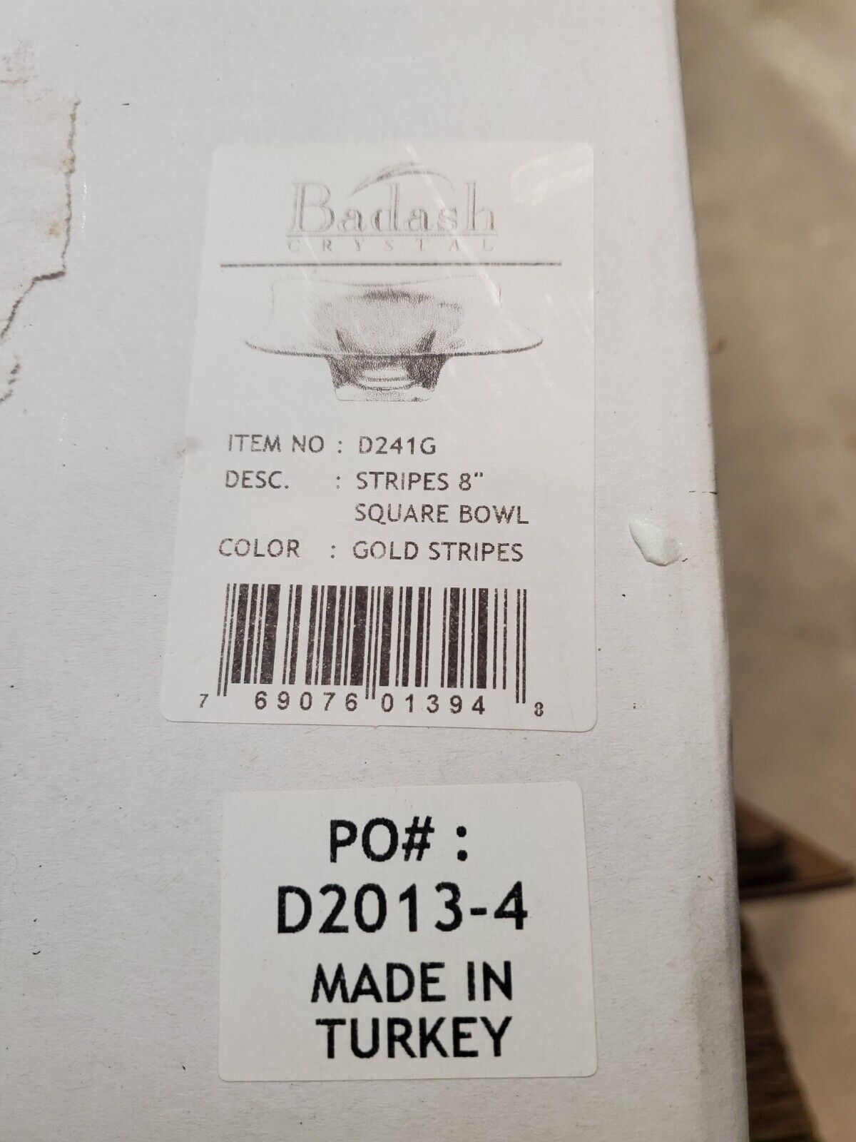 Badash Stripes 8" Square Bowl (Gold Leaf)