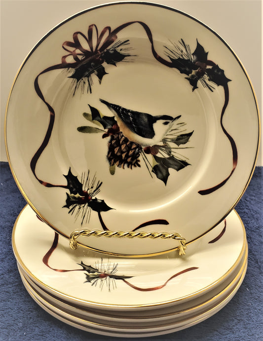 Set of 5 Lenox Winter Greetings Bread & Butter Plate/Party Plates (NutHatch)