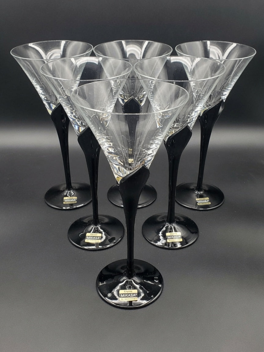 Set of 6 Mikasa Vogue Onyx Wine Glasses LK
