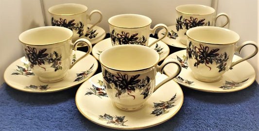 Set of 6 Lenox Winter Greetings Cup & Saucer Sets