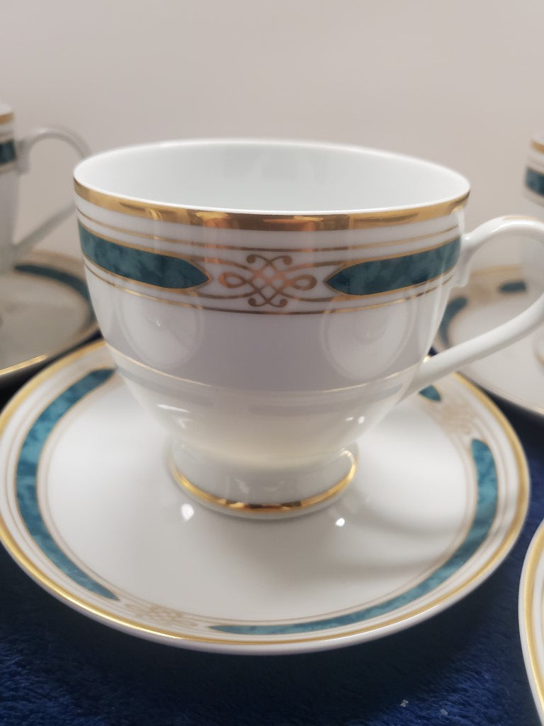Set of 5 Gorham Regalia Court Teal Cup & Saucer Sets LK