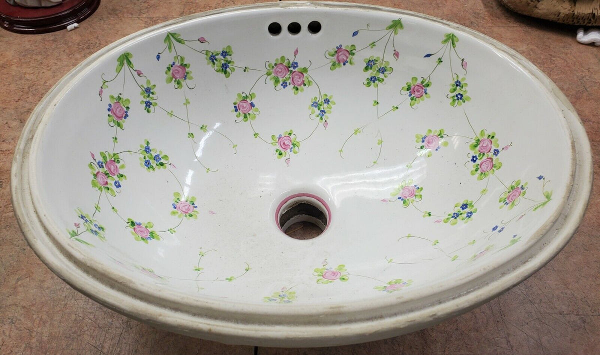 Unique Sherle Wagner Floral Roses Sink with Parts