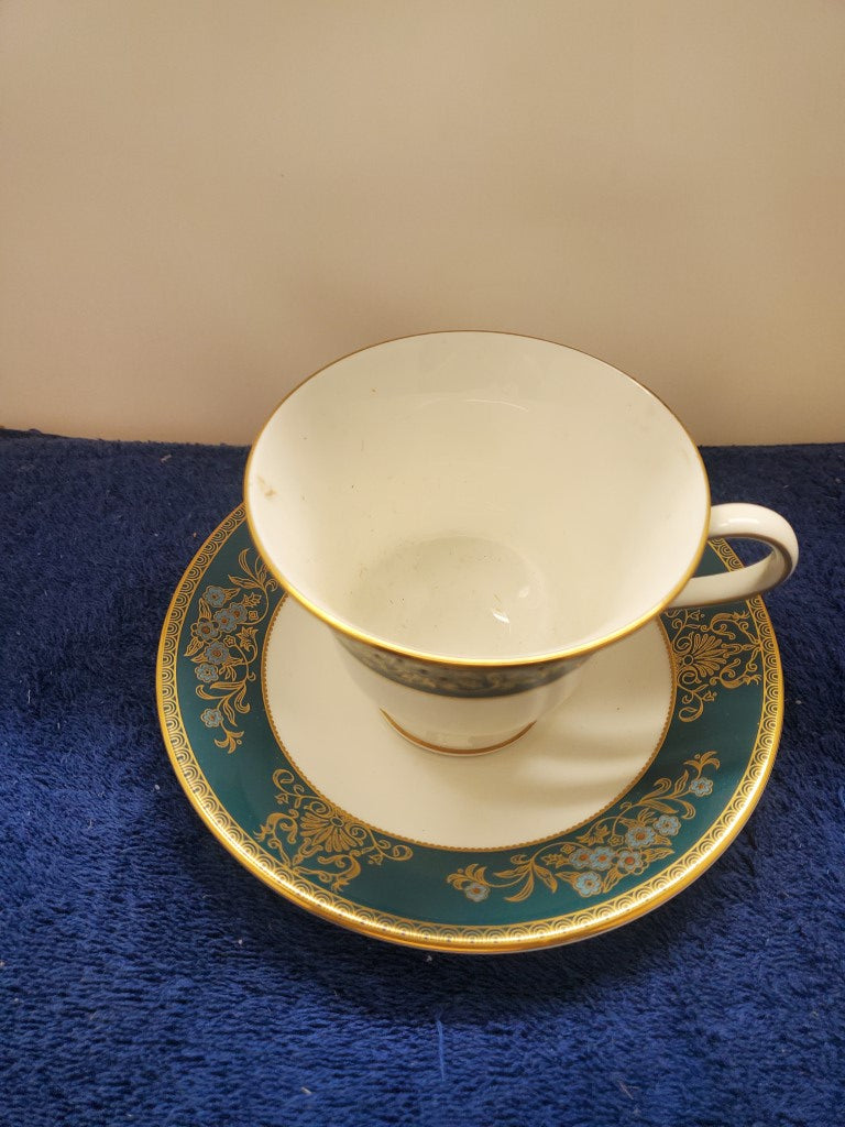 Wedgwood Agincourt Blue Green Cup & Saucer Set LK