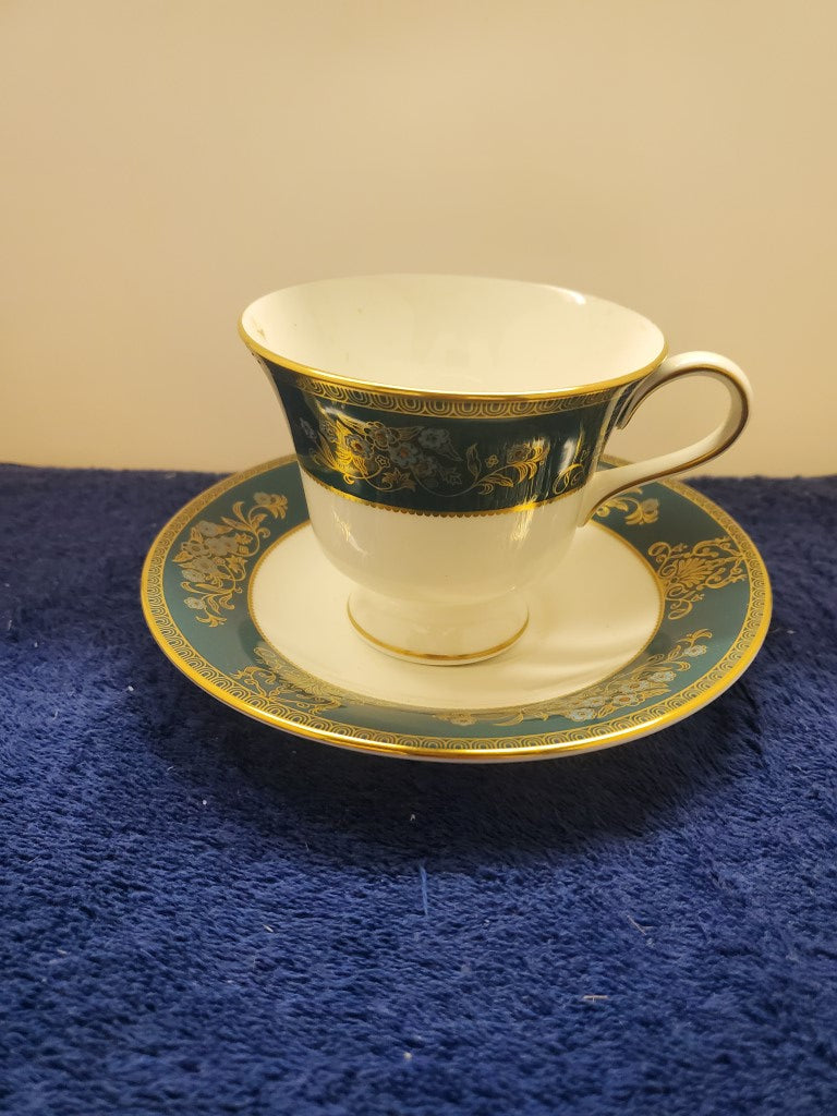 Wedgwood Agincourt Blue Green Cup & Saucer Set LK