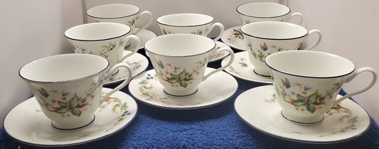 Set of 8 Oxford Brandywine Cup & Saucer Sets LK