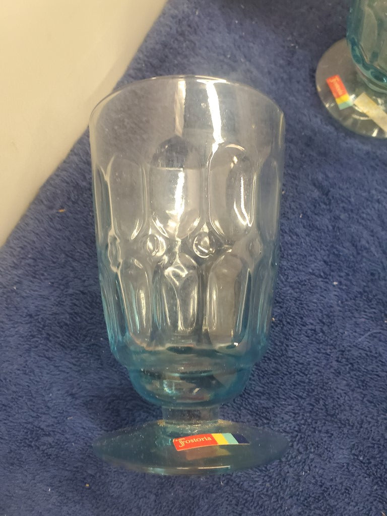 Set of 5 Fostoria Mesa Blue Water Goblets LK