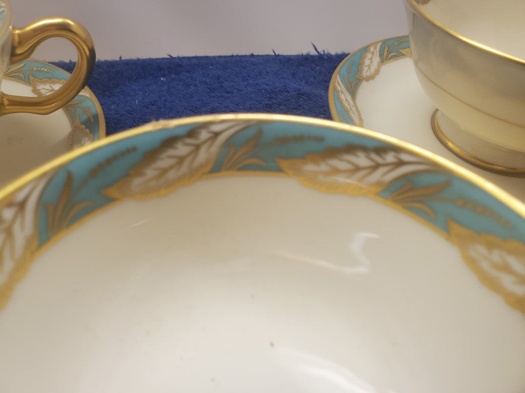 Set of 3 Lenox Bellevue Sea Green Cup & Saucer Sets LK
