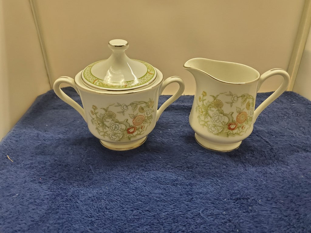 Mikasa Kabuki Creamer & Sugar Bowl with Lid LK