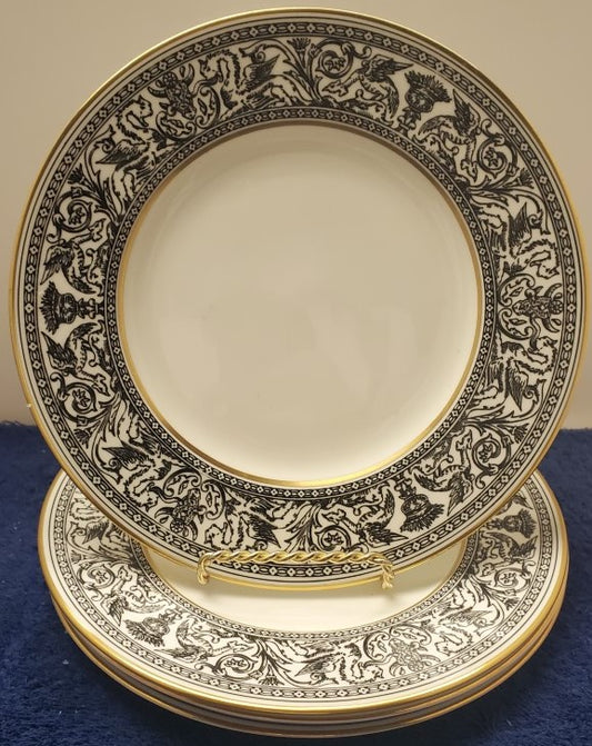 Set of 4 Wedgwood Florentine Black Bread & Butter Plates LK