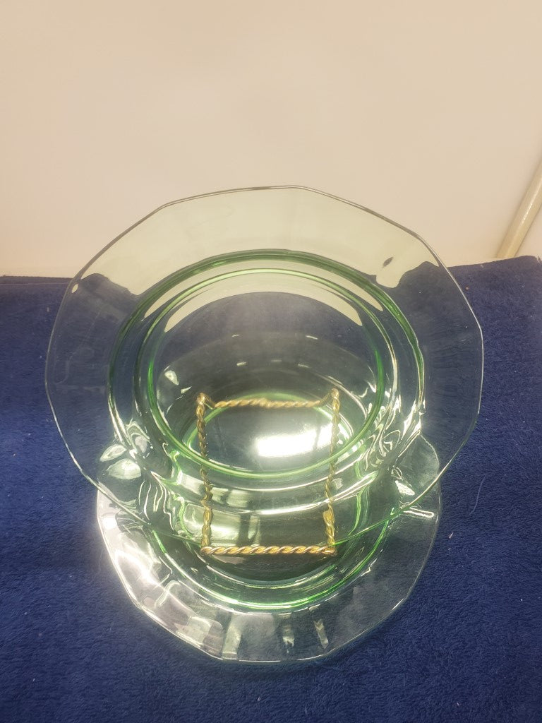 Set of 2 Depression Glass Fairfax Green Salad Plates SASE102225