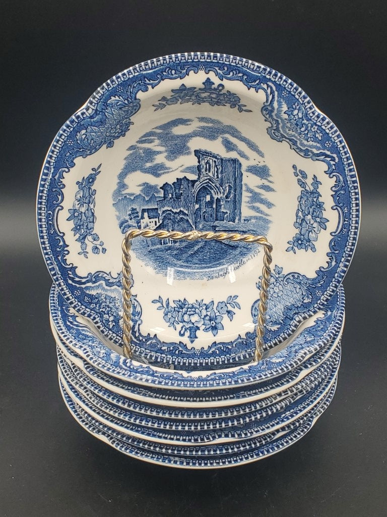 Set of 8 Johnson Brothers Old Britain Castles Blue (England) Coupe Cereal Bowls LK