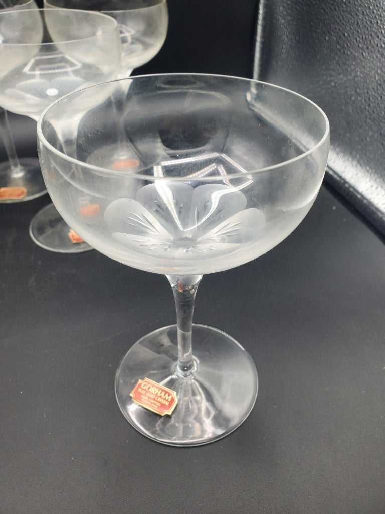 Set of 7 Gorham Acacia Champagne/Tall Sherbet Glasses LK