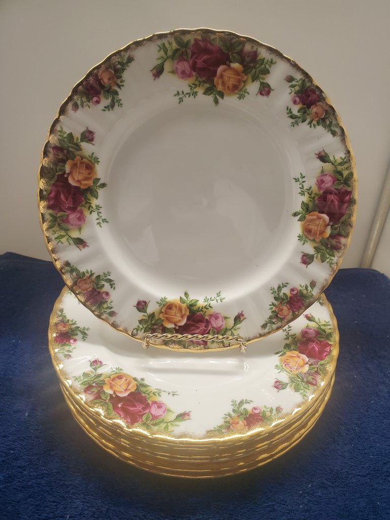 Set of 7 Royal Albert Old Country Roses Salad Plates LK