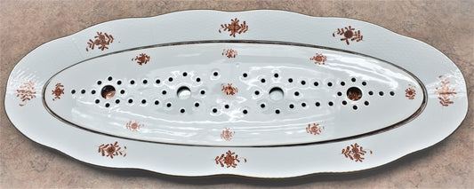 Unique Herend Chinese Bouquet Rust (AOG) 23" Fish Platter & Strainer (144)