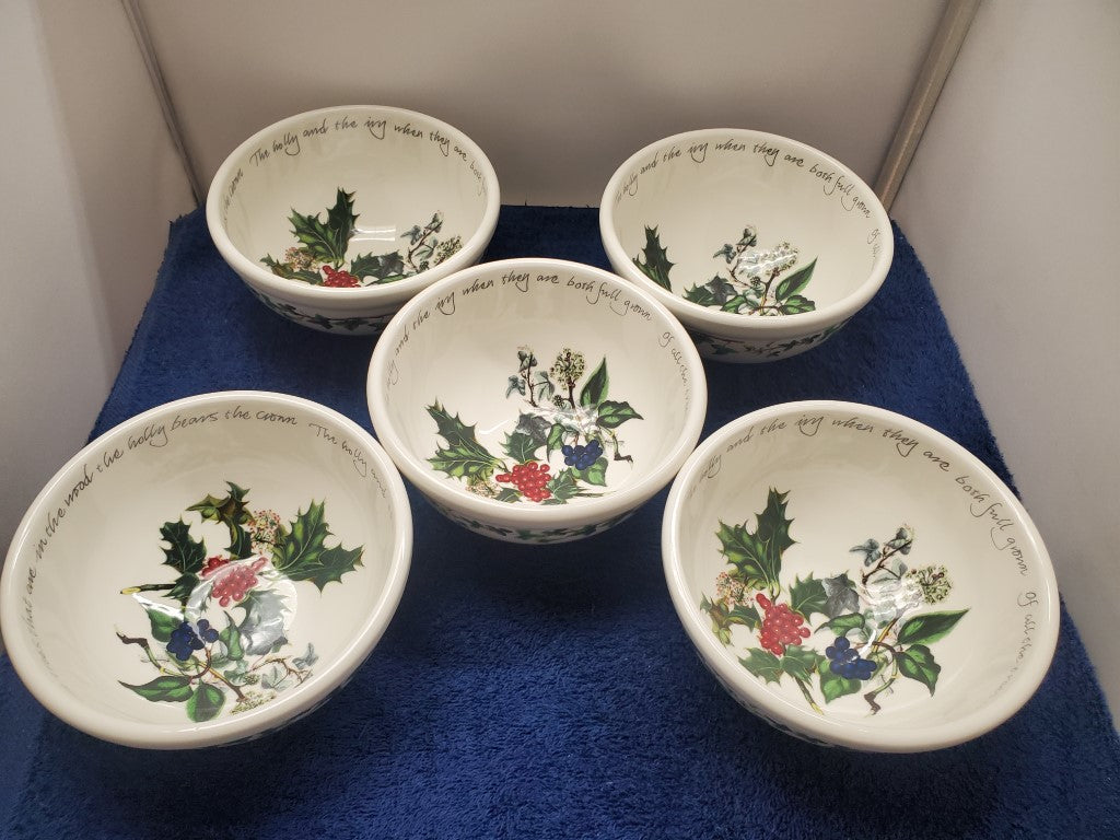 Set of 5 Portmeirion The Holly & The Ivy Individual Salad Bowls