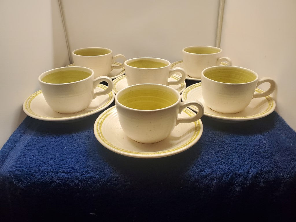 Set of 5 Franciscan Hacienda Green Cup & Saucer Sets LK