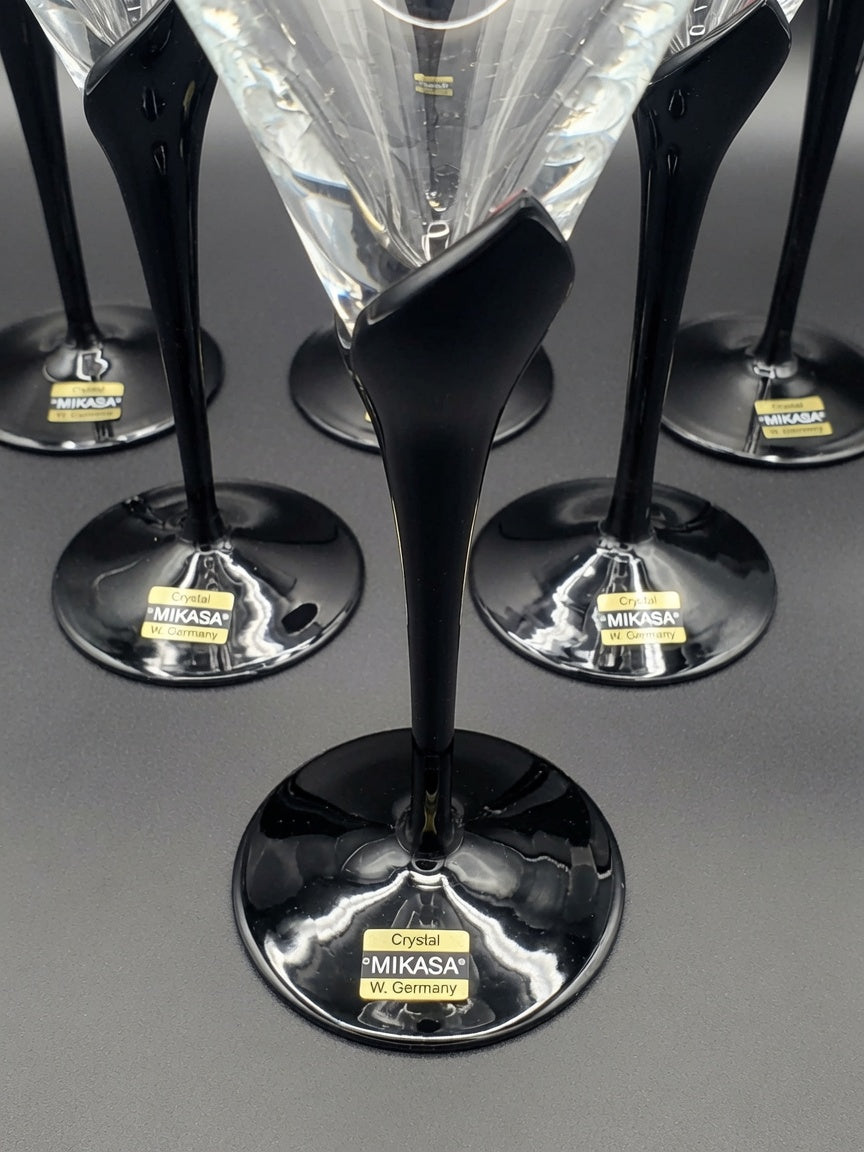 Set of 6 Mikasa Vogue Onyx Wine Glasses LK