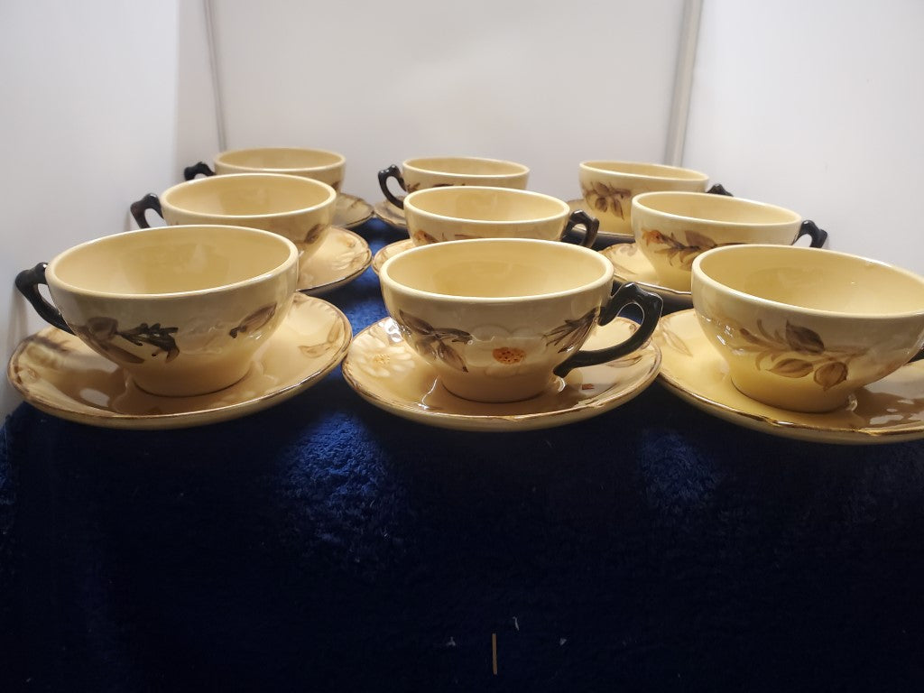 Set of 9 Franciscan Cafe Royal Cup & Saucer Sets