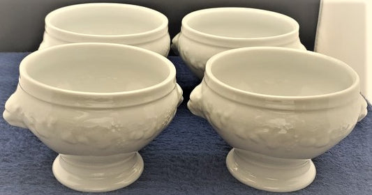Set of 4 Phillipe Deshoulieres California Lion Head Open Onion Soups