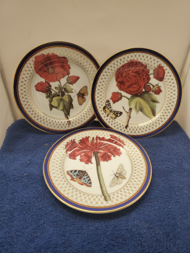 Fitz & Floyd Fleurs et Papillions Set of 3 Plates LK