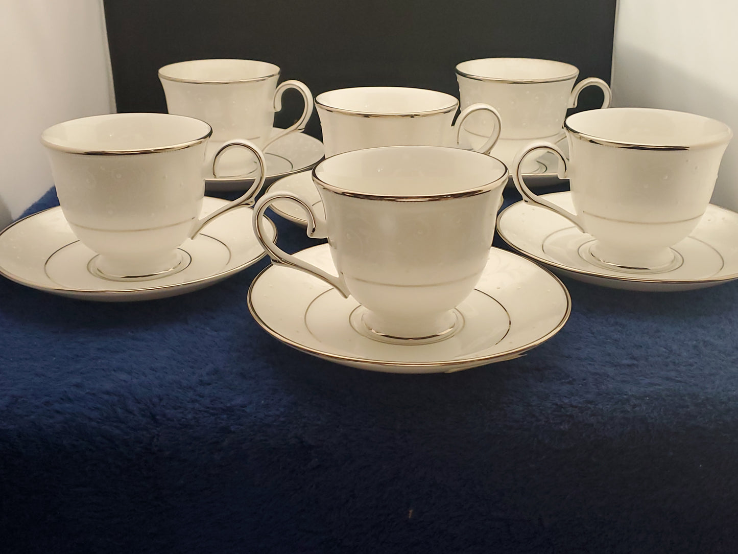 Set of 6 Lenox Opal Innocence Cup & Saucer Sets - New