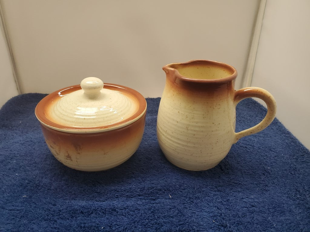 Franciscan Country Craft Russet Brown Creamer & Sugar Bowl withLid