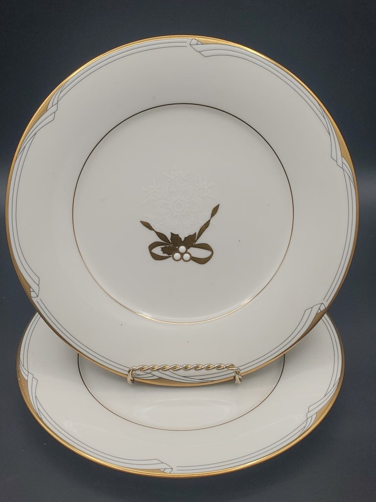 Set of 2 Noritake Golden Cove Holiday Accent Plates LK